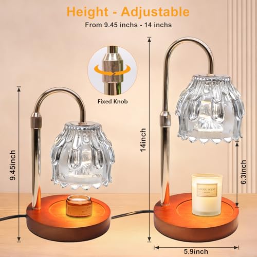Candle Warmer Lamp with Timer and Dimmer 4-Level Dimmable Flower Light Heat Lamp for Jar Candles Adjustable Height Modern ...