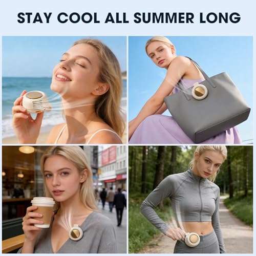 Timeno Portable Clip-On Bladeless Fan, Mini USB Rechargeable 360° Rotatable Fan, 3-Speed Silent Personal Cooling Fan for O...