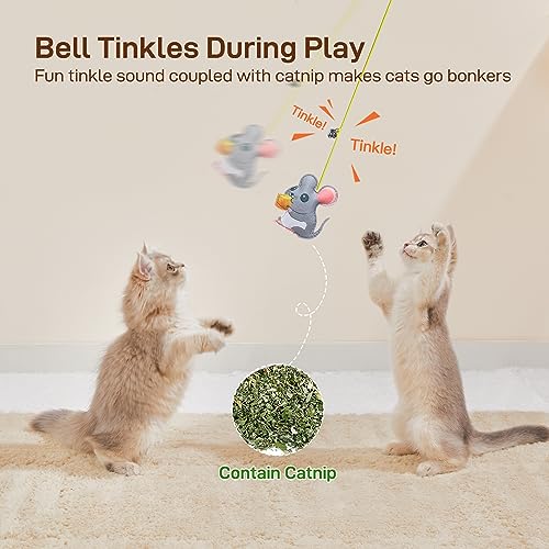 Potaroma Interactive Cat Feather Toys 5 Pcs, Cat Teaser Retractable Hanging Indoor Kitten Play Chase Exercise, Mental Phys...