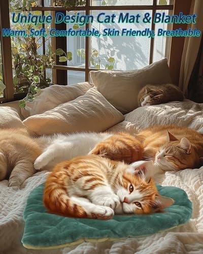 Rzxlszy Cat Mat Self Warming Cat Bed 26"x20" Leaf Shaped Cotton Soft Warm Pet Pad Blanket for Indoor Bed Couch Sofa Floors...