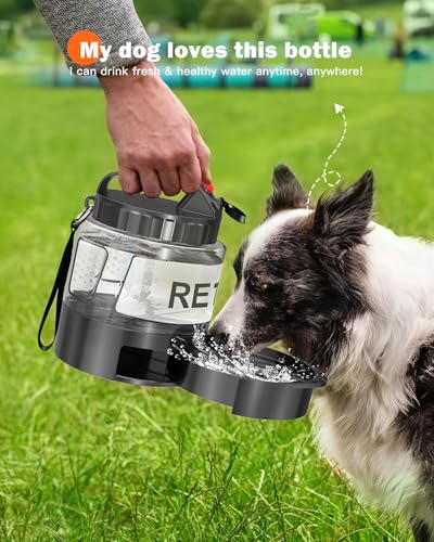 Dog Water Bottle Travel Bowl - 56oz Large Portable Dog Water Bowls Dispenser for Camping Essentials Hiking Traveling Beach...