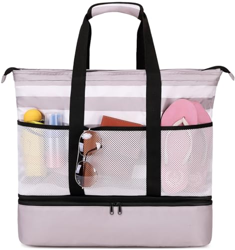 JIANYA Beach Bag Women Waterproof Sandproof Beach Tote Bags with Cooler Top Zipper Large Totes for Pool Travel Daily