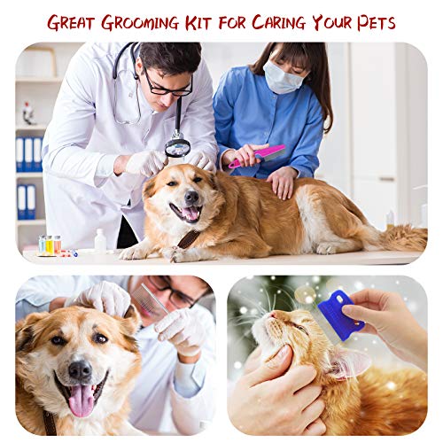 GUBCUB Pets Grooming Comb Kit for Small Dogs Puppies For Tear Stain Remover, 2-in-1 with Round Teeth to Remove Knots Crust...