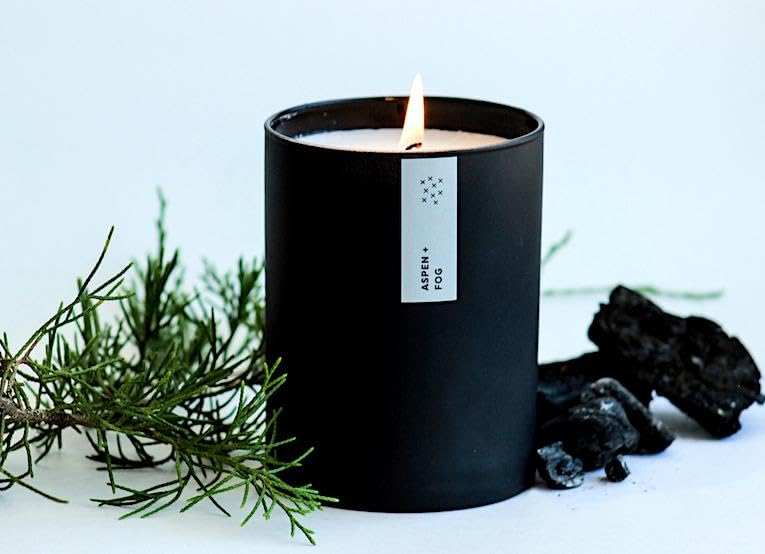 Calyan Wax Co. Aspen & Fog Scented Candle - 75 Hour Burn - Luxury Non Toxic Soy Wax Candles - Long Lasting Black Tumbler J...