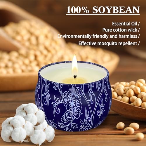 Citronella Candles - 4 Pack Citronella Candles Outdoor Set，4.4 oz, Indoor Scented Natural Soy Wax Candles Portable Travel ...