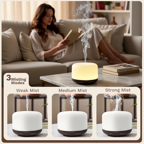 Harindiver 500ml Essential Oil Diffuser,Quiet 4-in-1 Ultrasonic Aromatherapy Humidifier,7 Color LED Lights,Timer & Auto-Of...