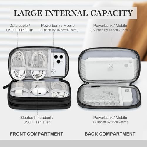 FYY Travel Cable Organizer Pouch Electronic Accessories Carry Case Portable Waterproof Double Layers All-in-One Storage Ba...