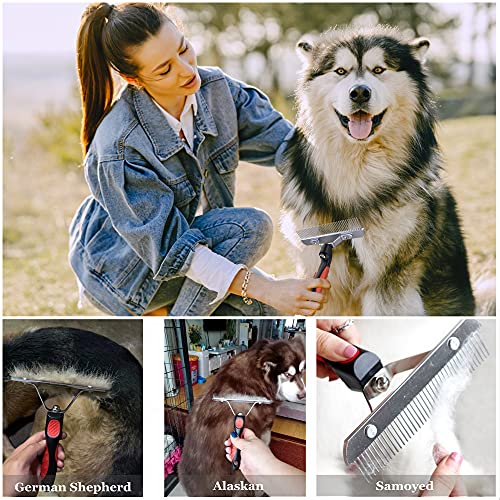 Dog Brushes for Grooming Large Dogs, Undercoat Dog Rake Long Hair Pet Comb Pet Grooming Brush with Anti-Slip Handle, Steel...