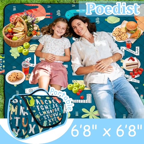 Extra Large Picnic Blanket Waterproof,80"x 80"Foldable Machine Washable Beach Blankets,Outdoor Blanket for 6-8 Adults,Picn...