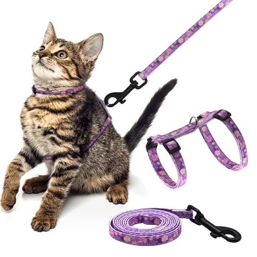 Giecooh Cotton Cat Harness and Leash Set, Escape-Proof Adjustable Soft Harness for Kitten, Small & Large Cats, Ideal for T...