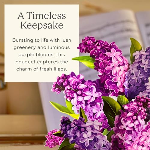 Freshcut Paper Mother's Day Garden Lilacs Pop Up Cards, 12 Inch Life Sized Forever Flower Bouquet 3D Popup Greeting Card, ...