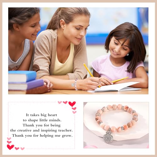 U-Zomir Teacher Appreciation Gifts for Women, Teacher Gifts Natural Stone Bracelet with Message Card for Appreciation Week...
