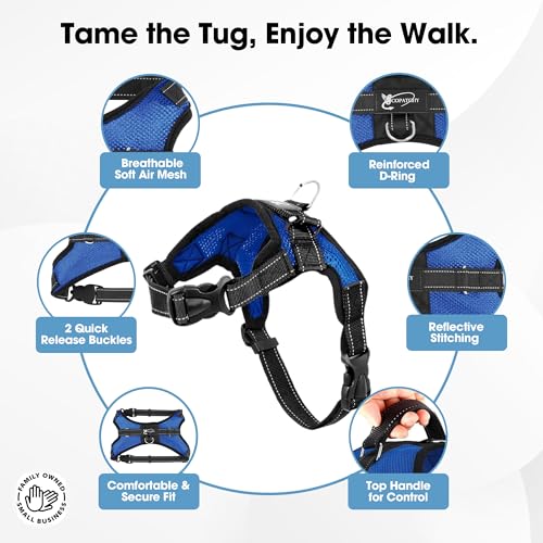 Copatchy No Pull Reflective Adjustable Dog Harness With Handle- Comfortable Soft All Weather Mesh, Easy On Puppy Harness F...