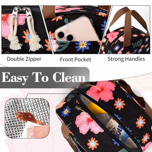 CaCTOUR Lunch Box for Women Girls Teens,Cute Lunch Box Cooler Bag, Portable Insulated Small Lunch Bag Women Reusable Cordu...
