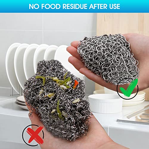 Cast Iron Cleaner 6"x6.3" 316L Stainless Steel Chainmail Scrubber for Griddle Skillet Dutch Oven Wok Stainless Steel Pot C...