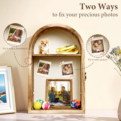 Dremisland Large Shadow Box Frame 10x16 Deep Shadow Boxes Display Case with Linen Back and Removable Shelves, Picture Fram...