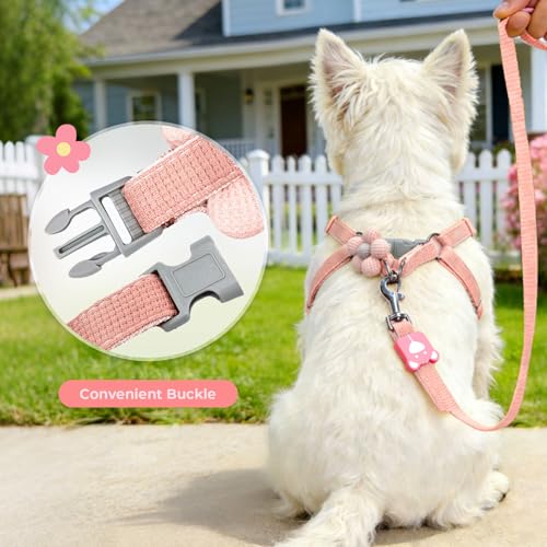 PETCARE Cute Flower Dog Harness and Bowtie Leash Set Easy Walk Puppy Dog Halter Harnesses for Small Dogs Girl Step in Dogs...