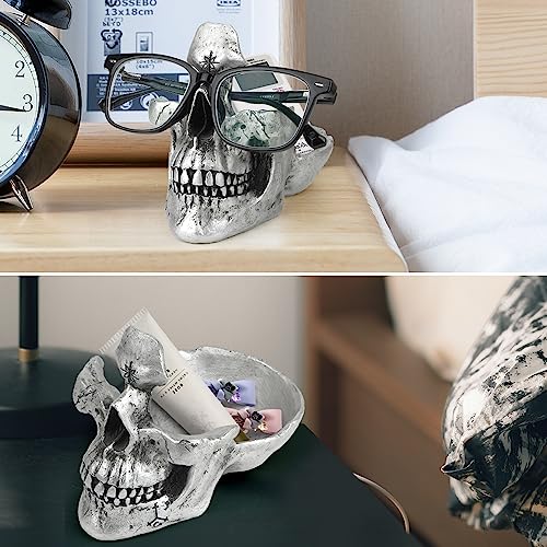 Mrlikale Skull Glasses Stand, Creative Eyeglasses Display Rack, Sunglasses Spectacle Holder, Key Holder Resin Sculptures f...