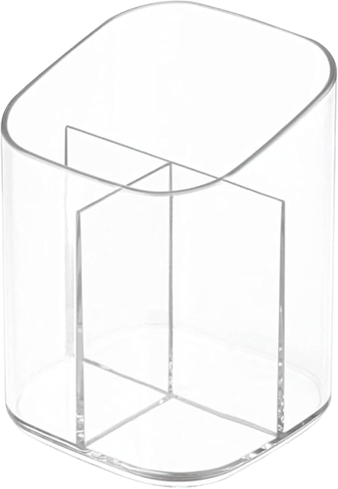 Newkita Acrylic Clear 3 Slots Pencil Pen Holder for Desk, Desktop Makeup Brush Storage Organizer Pen Cup Stand for Office ...