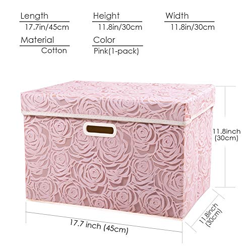 PRANDOM Larger Collapsible Storage Bin with Lid [1-Pack] Fabric Decorative Storage Box Cube Organizer Container Baskes wit...