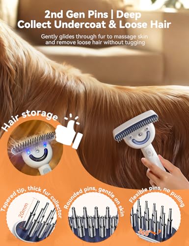 Dog Brush for Shedding with Steam, Dog Brush for Long Haired Dogs and Cats, Dual-Sided Dematting and Deshedding, Safe Non-...