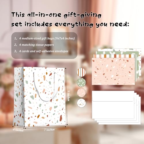 slapaflife Gift Bags Medium Size, Tissue Paper for Gift Bags Incl.Cards & Self-adhesive Envelope - Reusable & For Birthda...