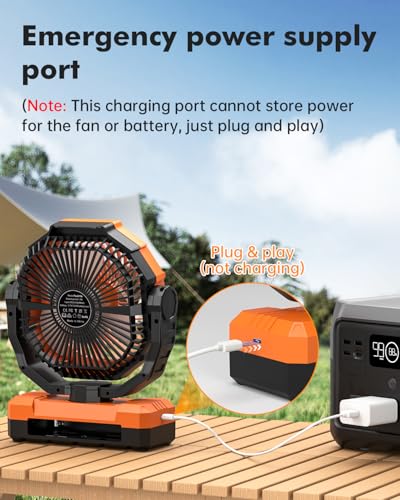 Wavmill 3-in-1 Camping Fan - Detachable Rechargeable Battery Operated Fan with Light & Hook for Tent, Outdoor - USB Table ...