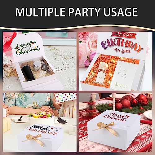 LWYMX 12 PCS White Gift Boxes with Lids，9.8x7.8x3.9, Bridesmaid Proposal Box with Ribbon, Gift Boxes for Wedding, Christma...