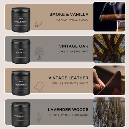 Scented Candles Set | Men Candle Set, Scented Candles for Home, Gifts for Men Aromatherapy Gift Set - 4 Pack Manly Gifts f...