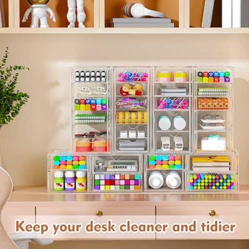 Acrylic Makeup Organizer with 13 Drawers, Bathroom Counter Organizer, Acrylic Organizers, Desk Organizer, Office Supplies,...