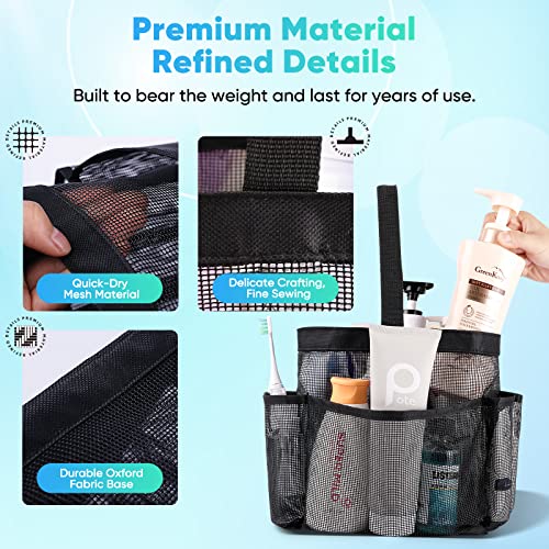 EUDELE Mesh Shower Caddy Portable for College Dorm Room Essentials, Shower Caddy Dorm with 8-Pocket Large Capacity for Bea...