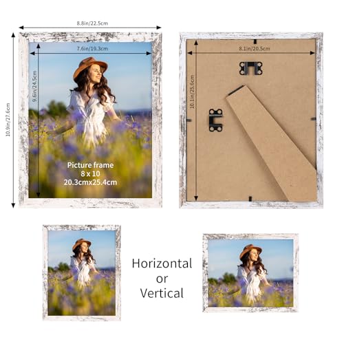PETAFLOP Wooden Bulk 8x10 Picture Frame Set of 18, White Distressed Photo Frames Fits 8 by 10 for Wall or Tabletop Display