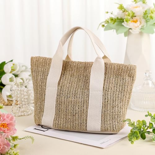 Paterr Mini Beach Straw Bags for Bachelorette Favors Burlap Tote Bag with Handle for Bridesmaid Bridal Shower Gifts