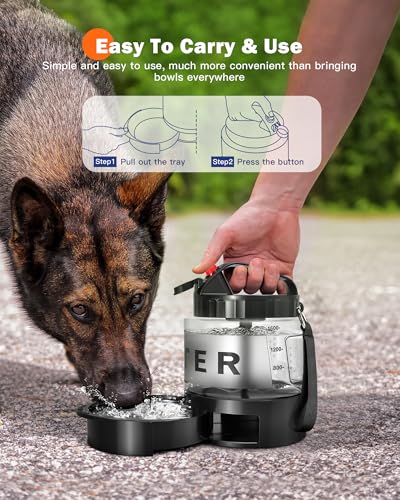 Dog Water Bottle Travel Bowl - 56oz Large Portable Dog Water Bowls Dispenser for Camping Essentials Hiking Traveling Beach...