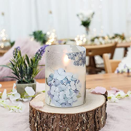 DRomance Hydrangea Glass Flameless Candles with Remote Timer Battery Operated LED Flickering Pillar Candles Real Wax Sprin...