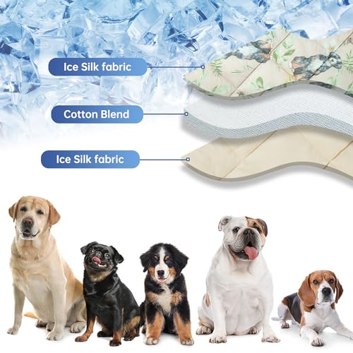 Fuz Bigaza Dog Cooling Mat, Pet Washable Non-Toxic Summer Dogs Cats Cooling Pads Sleeping Kennel Mats Cool Ice Blanket for...