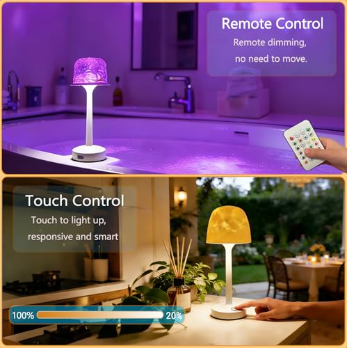LAYSHINEEN Waterproof Shower Lamp, Cordless Bathroom Lamp with Touch and Remote Control, LED Shower Light with 16-Color Oc...