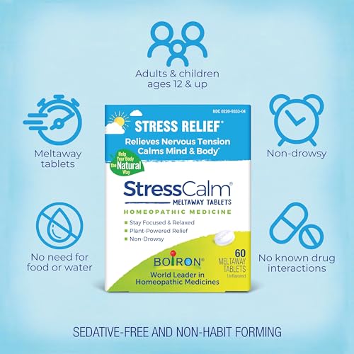 Boiron StressCalm Tablets for Relief of Stress, Anxiousness, Nervousness, Irritability, and Fatigue - 60 Count