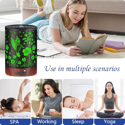 Essential Oil Diffuser- Aromatherapy Diffuser with7 Colors Light and Auto-Off for Women Metal Cool Mist Humidifier for Hom...