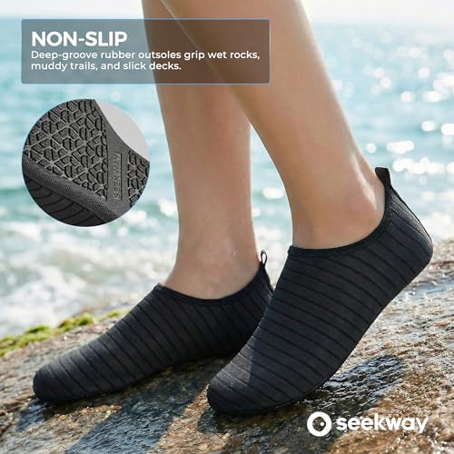 SEEKWAY Water Shoes Women Men Adult Quick-Dry Aqua Socks Barefoot Non Slip for Beach Swim River Pool Lake surf Black SK002(U)