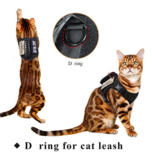 Tactical Cat Harness for Walking Escape Proof, Soft Mesh Adjustable Pet Vest Harness for Large Cat,Small Dog