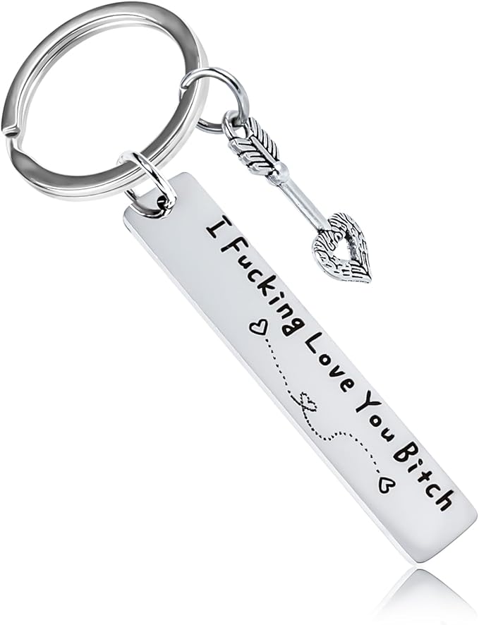 Teniinet Best Friend Keychain for Women, Stainless Steel Key Chain Engrave I Fking Love You Bith Birthday Christmas Friend...