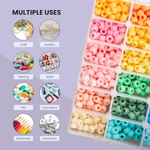 Juvale Jewelry Organizer Box - 3-Pack, 1.7 x 10.75 x 7 In, Clear Plastic - Bead Storage Containers with 36 Compartments & ...