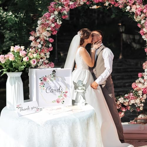 OurWarm White Wedding Card Box with Lock, PVC Gift Card Box for Wedding Decorations, Money Index for Party Honeymoon Fund ...