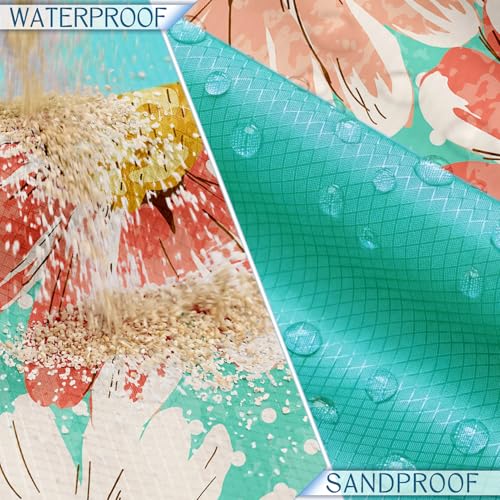 BYDOLL Beach Blanket Waterproof Sandproof 78''×81'' Suits1-4 Adults Compact Lightweight Oversized Sand-Free Blanket Large ...
