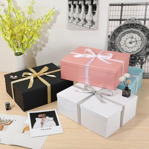 Extra Large Gift Box with Lid 17x13x6 Inches, Blue Gift Boxes for presents Packaging for Birthdays, Valentine's Day, Chris...