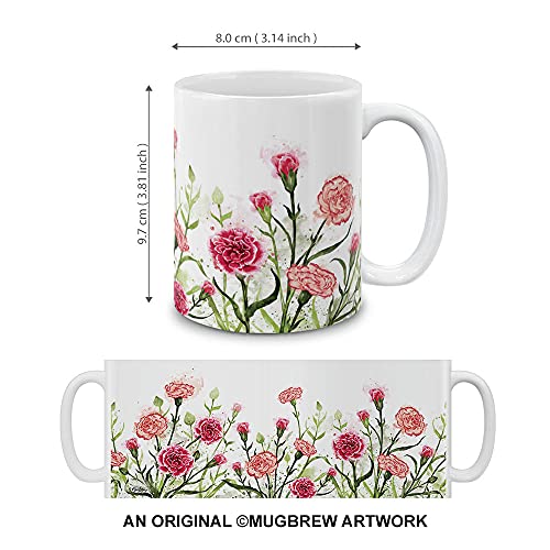 MUGBREW 11 OZ Coffee Mug Flowers Plants Garden Variety Designs, Carnations Flowers