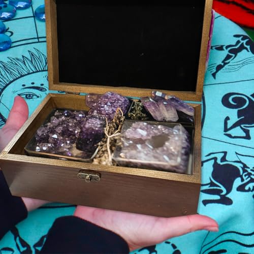 arricraft 1 Pc Wooden Memory Keepsake Box, Wildflower Cluster Butterflies Engraved Pattern Rectangle Pine Tarot Box for An...