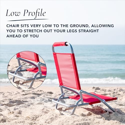 Caribbean Joe Folding Beach Chair, 1 Position Lightweight and Portable Foldable Outdoor Camping Chair, Red