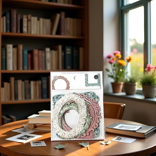 10 Pcs Multicolor Photo Frame Paper Crafts,Decorative Photo Frame Material Paper,Creative Hollow Embossed Photo Frame, Jou...